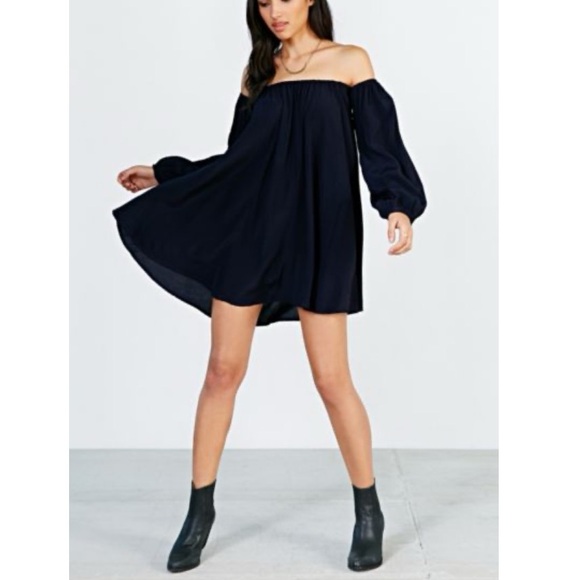 Faithful the Brand Off-The-Shoulder Mini Dress (Small) - Navy/Black - Picture 1 of 4